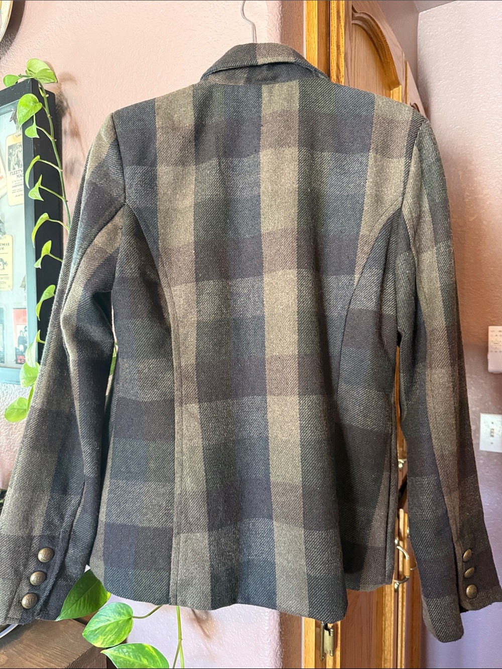 Womens Plaid Blazer Jacket - Picture 4 of 6